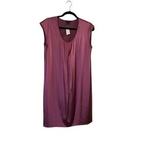 NWT ANN TAYLOR Silk! Purple-Pink Sleeveless Scoop Neck Stretch Silk Dress, S